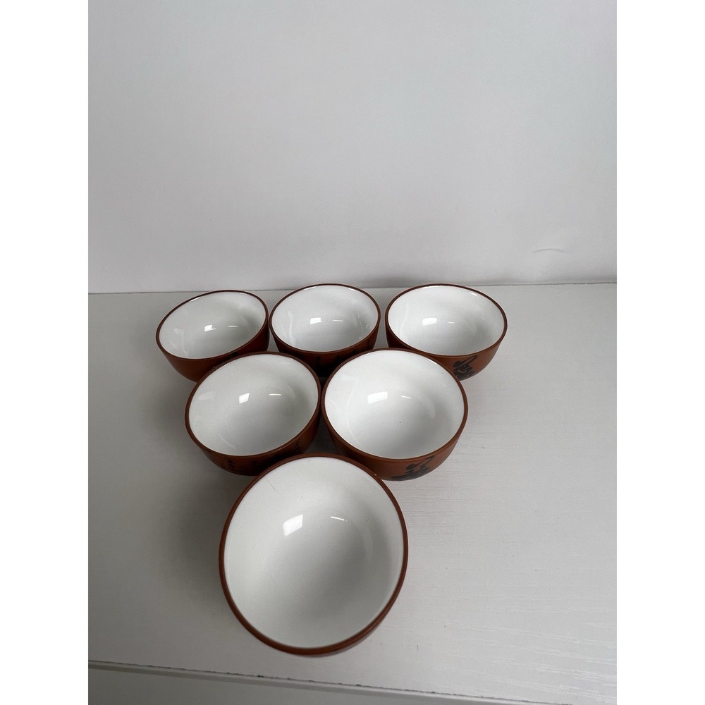 Tokoname Ware Sencha Tea Set | 6 Japanese Cups | White Interior‎ | 2"x1.5" - Picture 9 of 9